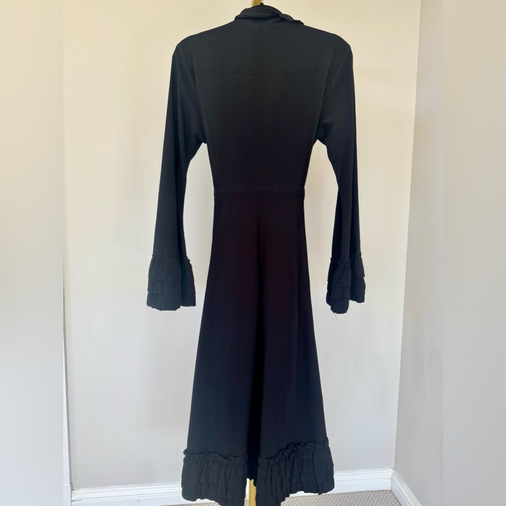 Cordelia Black Ruffled Women's Coat - Picture 5 of 6